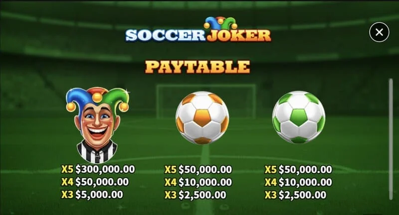 Soccer Joker - पेआउट टेबल, पहला पृष्ठ